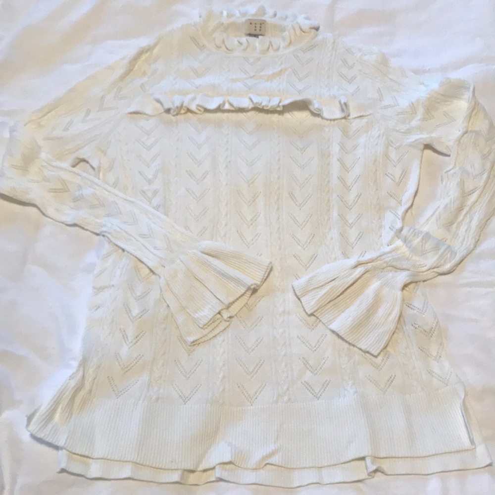 A New Day flare sleeve ruffle collared sweater
